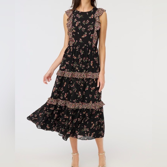 J. Crew Factory Dresses & Skirts - J. Crew Factory Blue Sleeveless Tiered Midi Dress